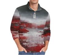 Generisch Halloween Shirt Men's Bloody Waffle Shirt Long Sleeve Costume Funny Print T-Shirt Sweatshirt Men's Long Sleeve Shirt Button Down Leisure Jumper Polo Shirt Fun T-Shirt for Horror Party