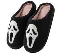 Generisch Halloween Slippers Women Men Winter Warm Non-Slip Women's Shoes Novelty Funny Slippers Cute Plush Slippers Soft Fluffy Felt Slippers Memory Foam Fluffy, White, 12 UK