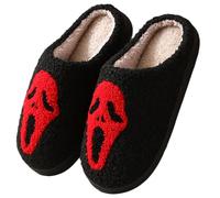 Generisch Halloween Slippers Women Men Winter Warm Non-Slip Women's Shoes Novelty Funny Slippers Cute Plush Slippers Soft Fluffy Felt Slippers Memory Foam Fluffy, red, 12 UK