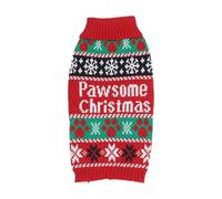 Generisch Halloween Snowflake Cat Paw Print Sweater Red Black Green Cla.sh Colors Turn-down Collar for Dogs (Red, M)