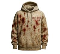 Generisch Halloween Sweatshirt Men's Bloody Hoodie Oversized Hoodie Horror Festival Tops Waterproof Hoodie Wind Protection Y2K Hoodie Pullover Blood Splash Pattern with Pockets, A Khaki, 3XL