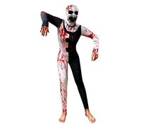 Generisch Halloween Terrifier Costume, Killer Terrifier Clown, Halloween Black White Jumpsuit Ghost Face with Mask, Cosplay Costume, Adult Outfits of the Killer Clown, for Carnival, Fancy Dress, Theme