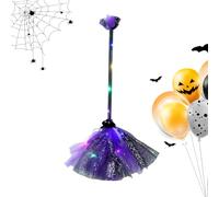 Generisch Halloween Witch Broom with LED Lighting for Cosplay, Halloween Costume Witch Broom as Prop, for Women, Girls, Students, Scary House, Graveyard, Party, Escape Room and