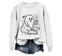 Generisch Halloween Women's Casual Hooded Printed Sweatshirt Kilo Vest, White, XL