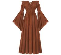 Generisch Halloween Women's Medieval Dress Renaissance Gothic Medieval Dress Elegant Cosplay Long Evening Dresses Victorian Retro Dresses Carnival Party Costume (Brown, XXL)