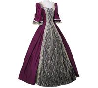 Generisch Halloween Women's Medieval Dress Renaissance Retro Medieval Dress Gothic Victorian Cosplay Medieval Evening Dresses Elegant Long Dresses (Red, XXL)