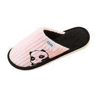 Generisch Hallux Shoes Women's Wide K and Winter Cute Panda Indoor Home Warm Plush Men and Women Slippers Home Furry Cotton Slippers Just So So Shoes Women, pink, 6 UK