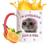 Generisch Hamster Ceramic Coffee Mug Hamster Tea Cup 350ml Sad Hamster Porcelain Coffee/Tea Mug | Literally Just A Girl Beverage Cup Water Drinking Cup for Hot Wine Milk