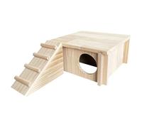 Generisch Hamster Held, Hamster Home Wooden Hut - Habitats with Climbing Ladder, Cage Accessories for Interactive Foraging Setup