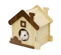 Generisch Hamster House - Wooden Hut Cute Decoration - Natural House Hamster Accessories for Hamster Mouse Chinchilla Hedgehog Game Sleeping Cage
