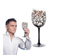 Generisch Hand Painted Wine Glasses - Wine Glasses Set | Drinkware Essentials | Four Seasons Tree Glassware | Red Wine Glass | Hand Painted Artificial Wine Glasses, Glassware for White Wine, Red Wine