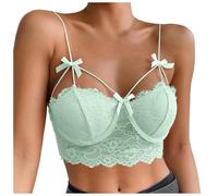 Generisch Handball Referee Sexy Backless Vest for Women with Lace Trim and Narrow Herringbone Pattern Camisole Turquoise, Mint Green, L