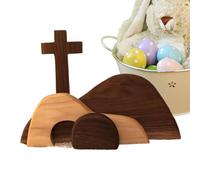 Generisch Handmade Empty Grave Easter Scene - 25cm Resurrection Tray Set, Handmade Jesus Religious Christian | Catholic Nativity Table Decoration Sign for the Karwoc