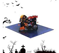 Generisch Happy Halloween Greeting Card, Scary Pumpkin, Halloween 3D Greeting Card, for Children, Adults, Collectible with Envelope, Fireplace, Dining Table, Bedside Table