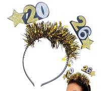 Generisch Happy New Year Headband, 3D Reflective Soft Headwear, 2026 Holiday Headband, For Couples, Families, Men, Women, Adults, Children, Indoor, Outdoor, Parties, Holiday