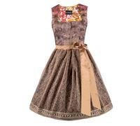 Generisch Harmony Women's Midi Dirndl Claire Misty Brown: Costume Dress with Traditional Skirt and Dirndl Apron for Oktoberfest and Special Occasions, brown, 10