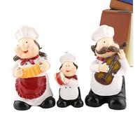 Generisch Harzkoch - 3 Piece Smiling Figurines Cute | Italian Cooking Statue Statue for Kitchen Counter Restaurant Cafe for Dining Room Restaurant Room Home Pantry