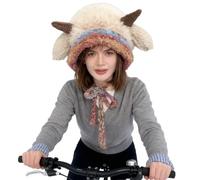 Generisch Hat with Movable Ears - Stretchy Fit and Warmth, Sheep Ears Beanie Plush Hat - For Women and Girls Teenagers Adults for Commuting School Travel