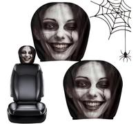 Generisch Headrest Cover for 2 Piece Horror Haunted Car Accessory Set