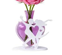 Generisch Heart-shaped Glass Vase - 4.33 Inches | 100 g Iron Art Decoration Holder - Stylish Dance Couple Table Vase for Fresh and Artificial in the Living Room