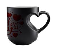 Generisch Heat Changing Coffee Mug, 325 ml Ceramic with Heart Handle, Ceramic Love Mug with Colour Effect, for Tea, Milk, Water, Juice, Drinks, Office, School, Restaurant, Camping and