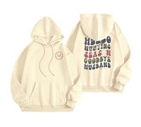Generisch Hello Deer Season, Goodbye Husband, Funny Deer Print Pullover Hoodie, beige, XXL