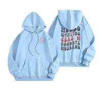 Generisch Hello Deer Season, Goodbye Husband, Funny Deer Print Pullover Hoodie, lightblue, XXL