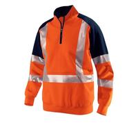Generisch Hi Viz Pullover Men's Half Zip Sweatshirt Reflective Jumper Reflective Band Sweatshirts Visible Safety Coat Zips Top Jacket High Visibility, orange, L