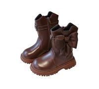 Generisch High Boots for Girls Faux Leather Steampunk Autumn Boots Side Zip Buckle Strap Children's Boots Round Toe School Shoes Fashionable Riding Boots Party Combat Boots, brown, 9/10 UK Child
