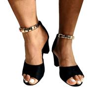 Generisch High Heel Sandals Women's Open Toe Platform Soles Large Sizes Round Toe Single Strap Middle Arch Opening Elegant Evening Shoes Wedding Shoes Dirndl Shoes, 03 Black, 5.5 UK