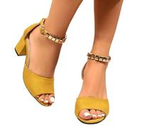 Generisch High Heel Sandals Women's Open Toe Platform Soles Large Sizes Round Toe Single Strap Middle Arch Opening Elegant Evening Shoes Wedding Shoes Dirndl Shoes, 03 yellow, 4.5 UK