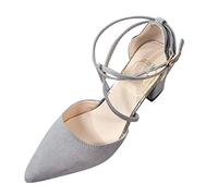 Generisch High Heels Women's Strappy Pumps Stiletto Strappy Pumps Vintage Party Shoes Open Toe Sandals Strappy Sandals Elegant Summer Outdoor Shoes Holiday Slippers Business Shoes, gray, 6 UK