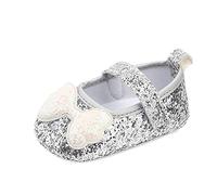 Generisch High-quality baby trainers for girls as soft prewalker with elegant bows for first steps, silver, 3.5/4.5 UK Child