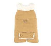 Generisch High-quality fleece-lined dog jackets as a winter coat with safety leash ring for small dogs, ideal in the cold (Khaki, L)