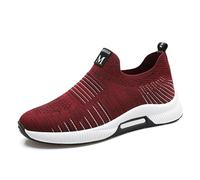 Generisch High-quality men's trainers, breathable mesh sports shoes, lightweight trainers with hidden heel, comfortable stylish running shoes for men, red, 9 UK
