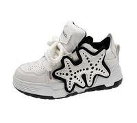 Generisch High-quality women's shoes, trainers for leisure, sports with fashionable design, star motif, ideal for everyday use, running on the street, black, 5 UK