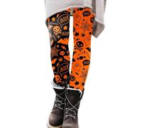 Generisch High Waist Yoga Leggings for Women Printed Tights for Halloween Party Stretchy Comfortable Cosplay Outfit for Streetwear Everyday Fabric Trousers Women Summer Lightweight, orange, L