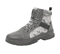 Generisch Hiking Shoes Men's Height Tactical Military Boots Large Sizes Combat Boots High-Top Wear Resistant Trekking Shoes with Lacing Camouflage Security Boots Waterproof Non-Slip Work Shoes, gray