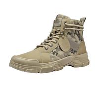 Generisch Hiking Shoes Men's Height Tactical Military Boots Large Sizes Combat Boots High-Top Wear Resistant Trekking Shoes with Lacing Camouflage Security Boots Waterproof Non-Slip Work Shoes, khaki