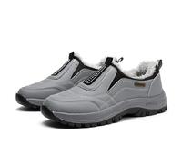 Generisch Hiking Shoes Men's Leather Black Jogging Shoes Slip-On Trainers Running Sports Shoes Outdoor Trekking Shoes Non-Slip Walking Shoes Fitness Trainers Lightweight Fashionable Casual Shoes, gray