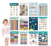 Generisch Homeschooling Posters Numbers Letters Time Pack of 12