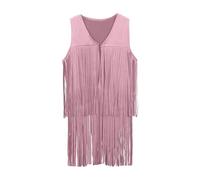 Generisch Hooded Hoodie Women's 60s 70s Western Cowboy Cowgirl Vest Outfits Hippie Costume Set Children Girls Fringe Tassel Vest Cosplay Party Costume Boys 13 Years, pink, 11-12 Years