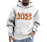 Generisch Hooded Jacket 2025 Trend Men and Women with the Same New Year Hoodie Casual Sports Fashion New Year Essential Top Warm Sweatshirt Men, White, L