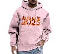Generisch Hooded Jacket 2025 Trend Men and Women with the Same New Year Hoodie Casual Sports Fashion New Year Essential Top Warm Sweatshirt Men, pink, L