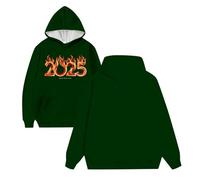 Generisch Hooded Jacket 2025 Trend Men and Women with the Same New Year Hoodie Casual Sports Fashion New Year Essential Top Warm Sweatshirt Men, Dark green, L