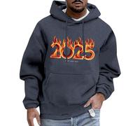 Generisch Hooded Jacket 2025 Trend Men and Women with the Same New Year Hoodie Casual Sports Fashion New Year Essential Top Warm Sweatshirt Men, darkgray, L