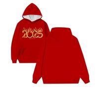 Generisch Hooded Jacket 2025 Trend Men and Women with the Same New Year Hoodie Casual Sports Fashion New Year Essential Top Warm Sweatshirt Men, red, L