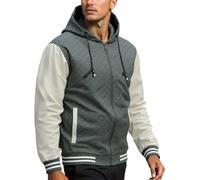 Generisch Hooded Jacket Men's Colour Blocking Printed Sports Jacket with Side Pockets Slim Fit Blouson Jacket with Drawstring Comfortable Breathable Hooded Sweatshirt Jacket, Green, 5XL