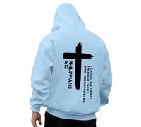 Generisch Hooded Jacket Men's Hoodie with God Print Design, Casual, Long Sleeve, Comfortable Everyday Wear, Men's Hoodies with, sky blue, XXL