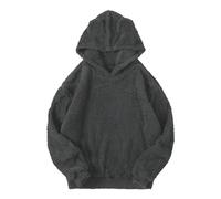 Generisch Hooded Jacket Men's Plush Rabbit Ear Hoodie, Warm Pullover Extra, darkgray, XL
